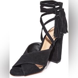 Shutz Damila Suede Wrap Tassel Sandals - Black